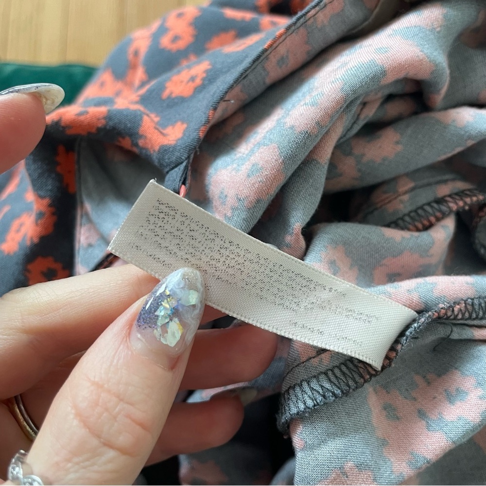 Anthropologie Lilka Curieuse Orange Gray Floral Pockets Pull On Jumpsuit Sz XSP - Picture 8 of 9